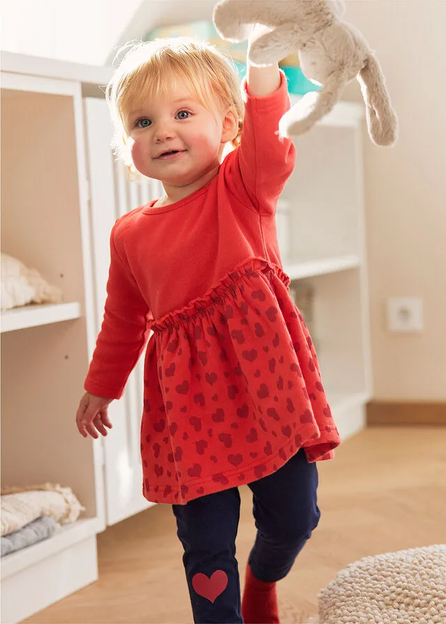 VESTIDO SUDADERA Y LEGGINGS PARA BEBé (2 PIEZAS) DE ALGODóN ORGáNICO ROSA QUISQUILLAGRANATEAZUL OSCURO